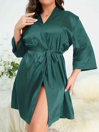 Peignoir Surplis avec Lien à la Taille de Grande Taille