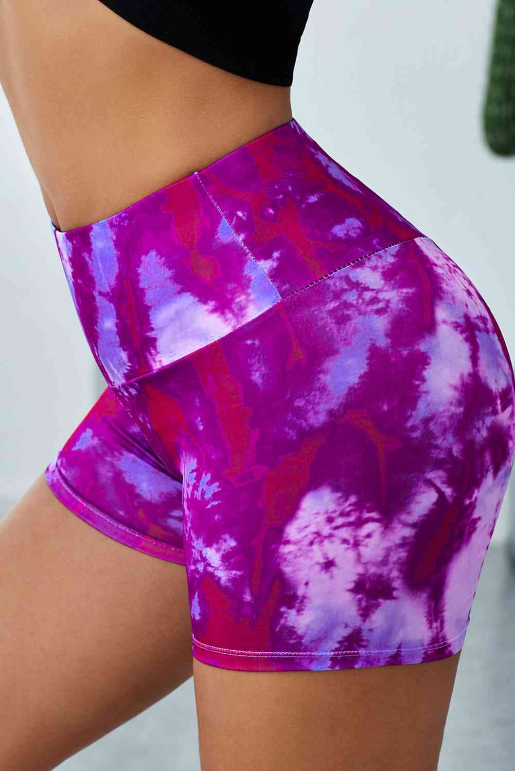 Shorts de yoga con cintura ancha y efecto tie-dye