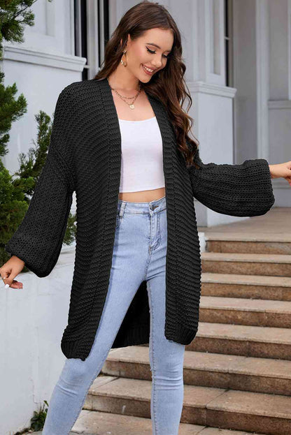 Cardigan long ouvert sur le devant