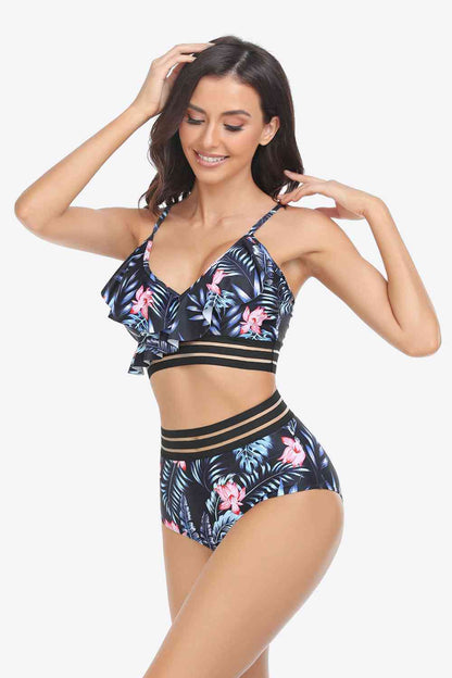 Ensemble de bikini plongeant à volants