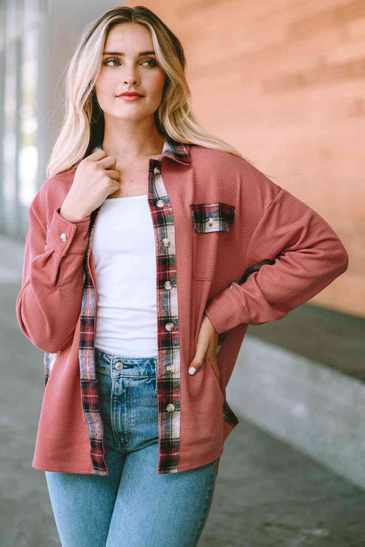 Plaid Button Down Collared Jacket