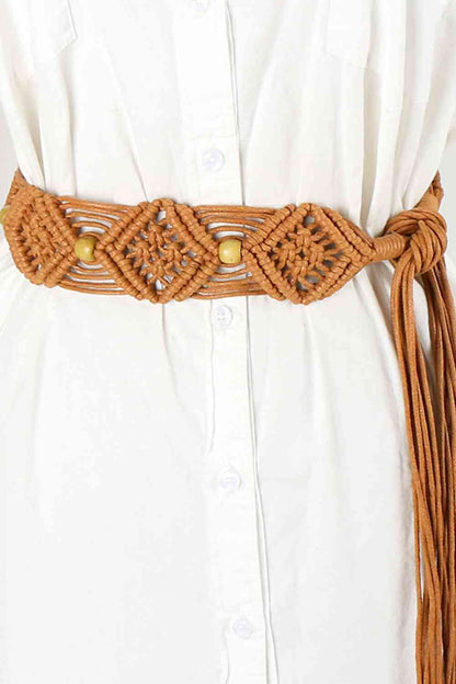 Ceinture tressée avec franges