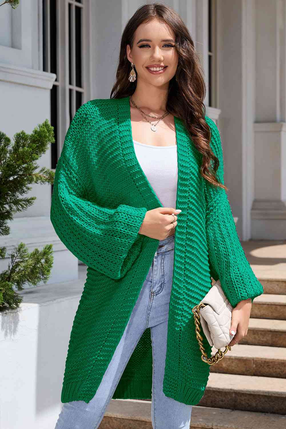 Cardigan long ouvert sur le devant