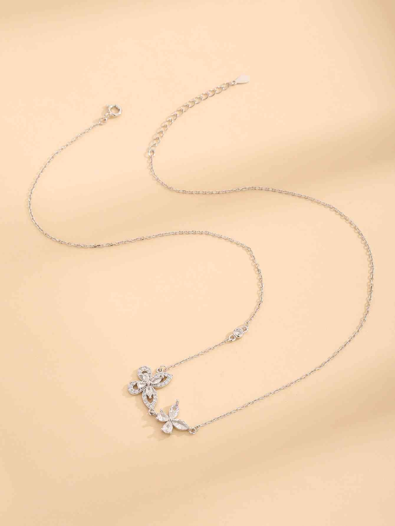 Collier papillon en argent sterling 925 avec zircon