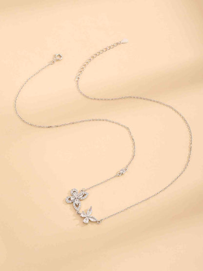 Collier papillon en argent sterling 925 avec zircon