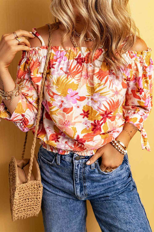 Blusa estampada con hombros descubiertos