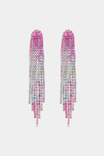 Boucles d'oreilles pendantes à franges en strass