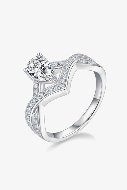 Bague en argent sterling 925 en forme de larme de moissanite de 1 carat