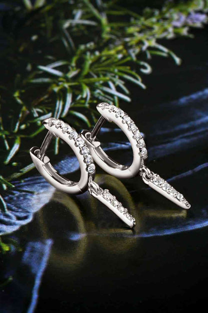 Boucles d'oreilles pendantes Huggie en argent sterling 925 Moissanite