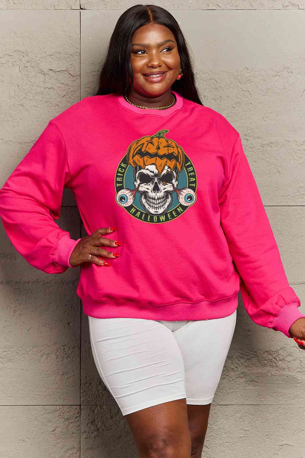 Sudadera con estampado de calavera de tamaño completo de Simply Love