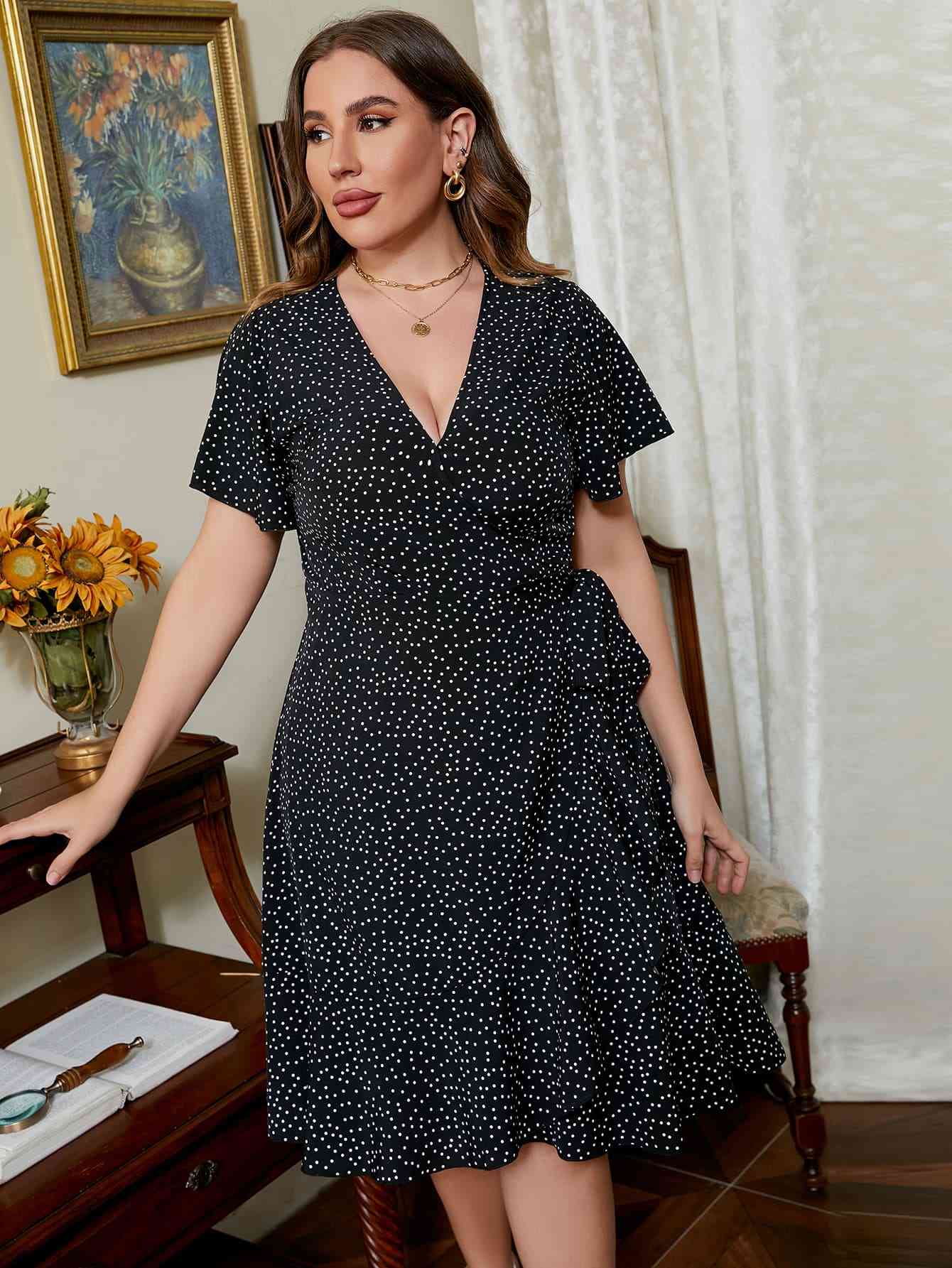 Robe Imprimée à Manches Courtes de Grande Taille