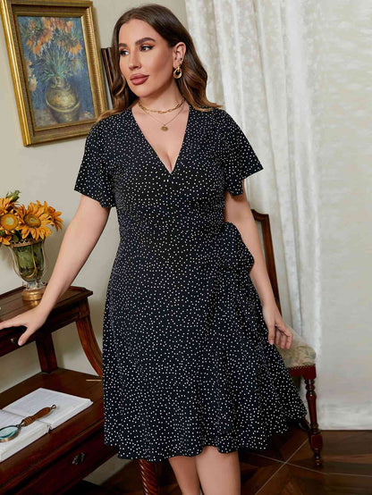 Robe Imprimée à Manches Courtes de Grande Taille