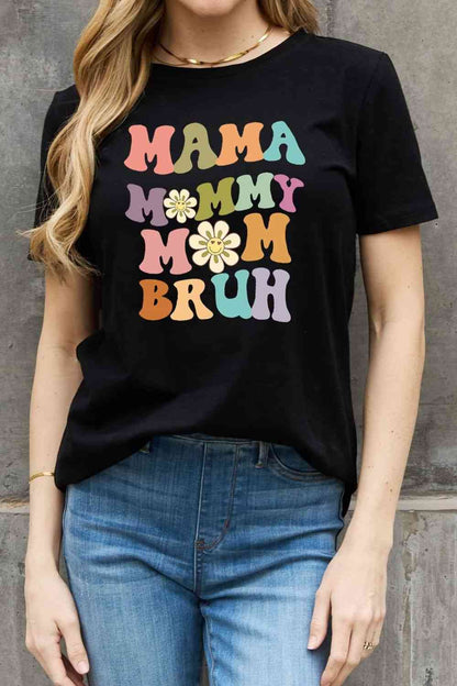 Simply Love T-shirt en coton graphique MAMA MY MOM BRUH pleine taille