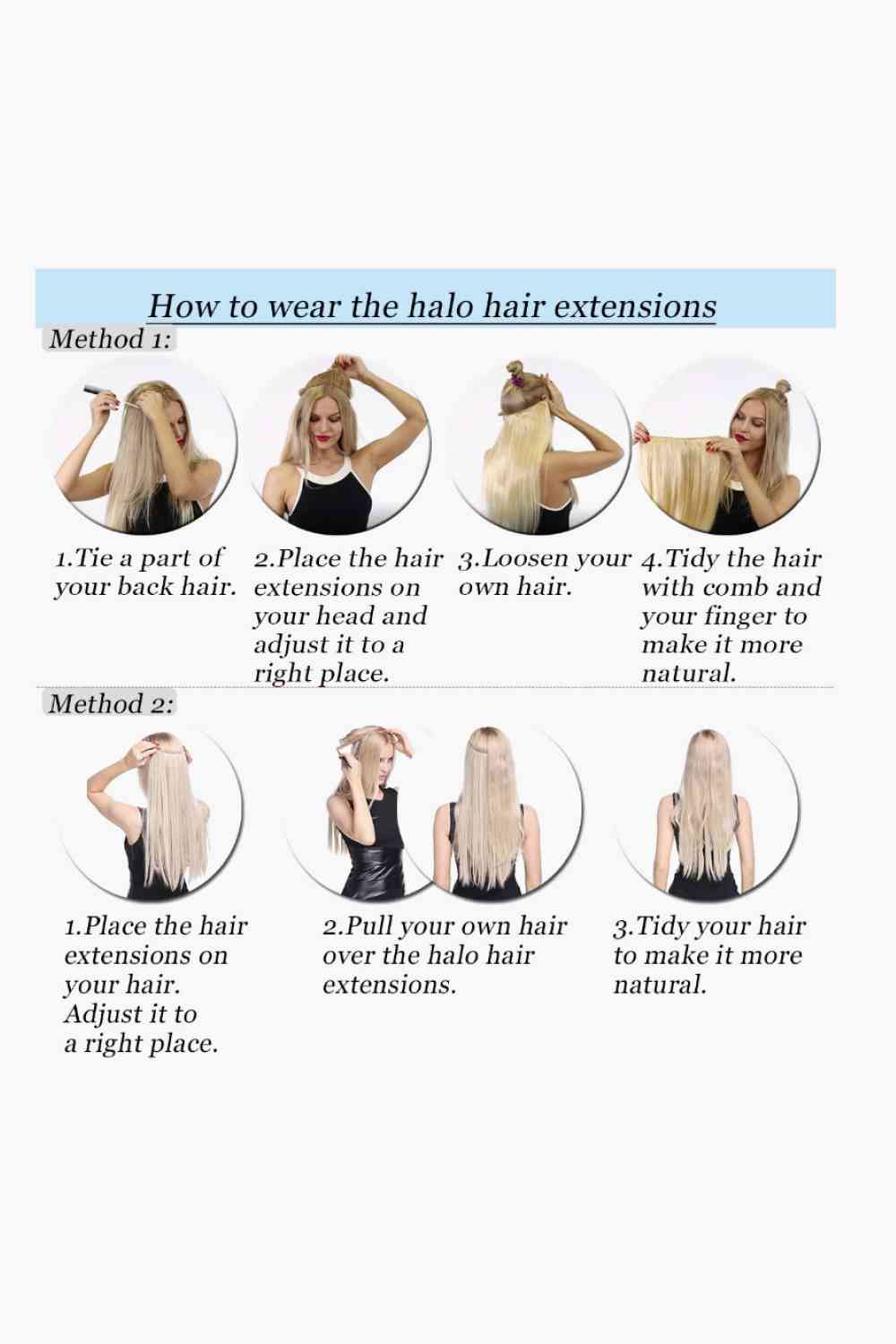 22" 100g de cheveux humains indiens Halo