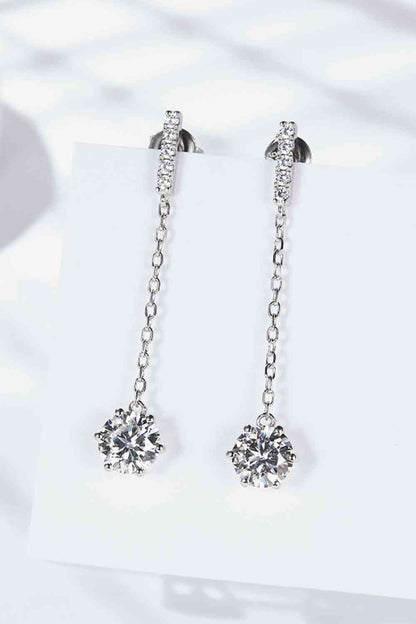 Boucles d'oreilles pendantes rondes en moissanite à 6 griffes