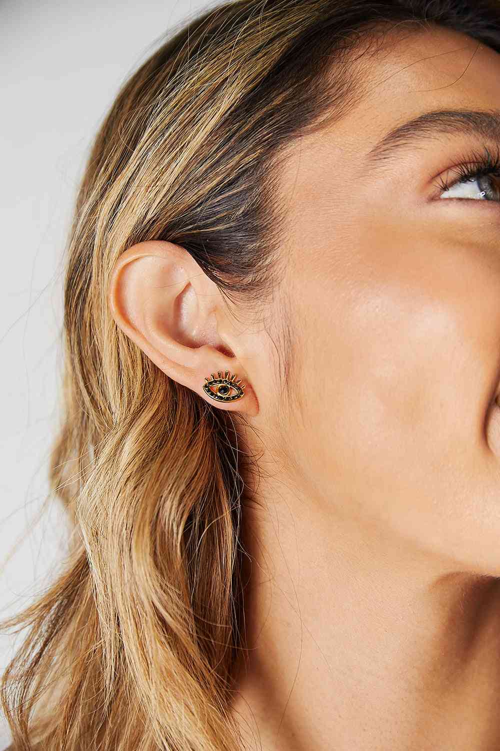 Boucles d'oreilles à tige en forme d'œil en strass adorées