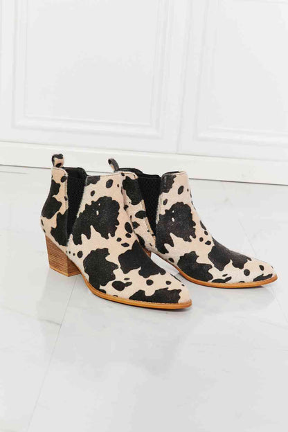 MMShoes Back At It Point Toe Bootie in Beige Cow Print