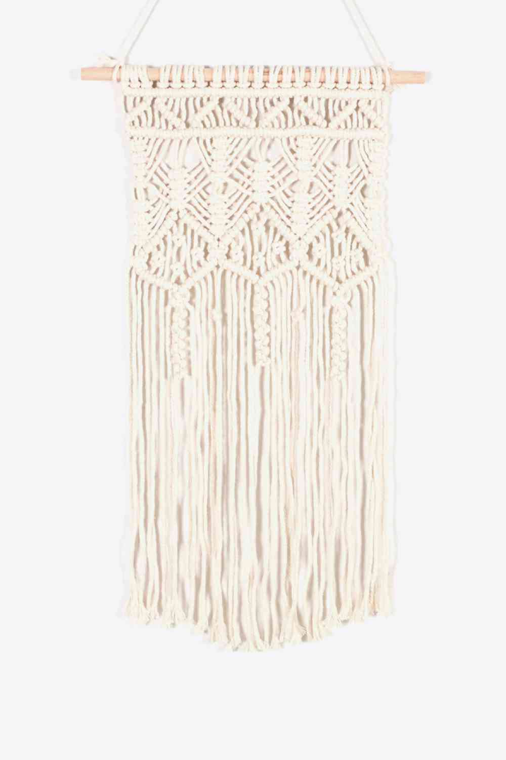 Macrame bohemio tejido a mano con flecos para colgar en la pared