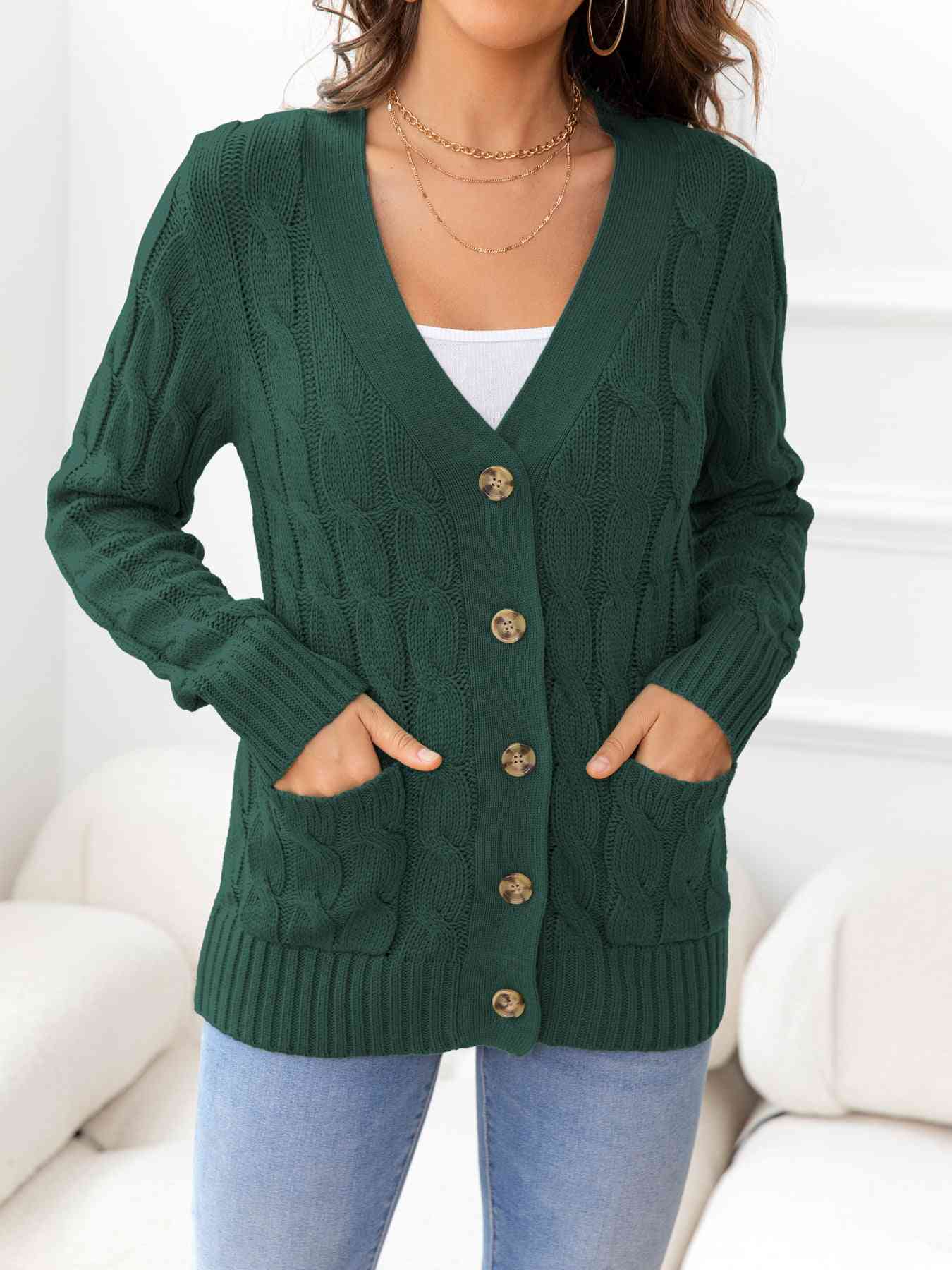 Cardigan boutonné en tricot torsadé