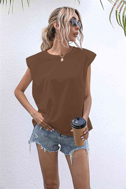 Round Neck Cap Sleeve Tee