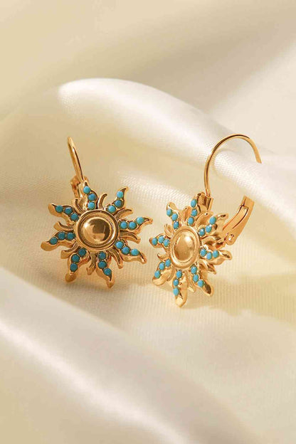 Boucles d'oreilles pendantes soleil turquoise