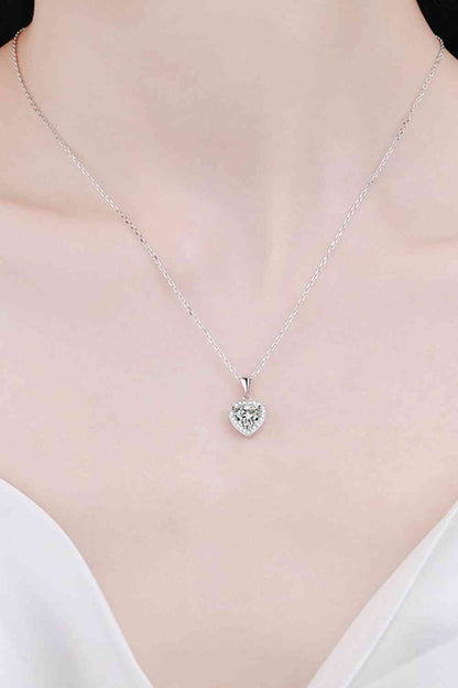 Collar de cadena con colgante de corazón de moissanita de 1 quilate