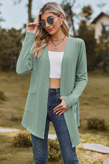 Cardigan à manches longues en tricot torsadé avec poche