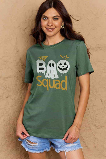 Camiseta de algodón con gráfico BOO SQUAD de talla grande de Simply Love