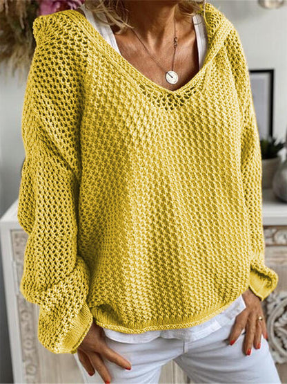 Pull à capuche ajouré et manches longues