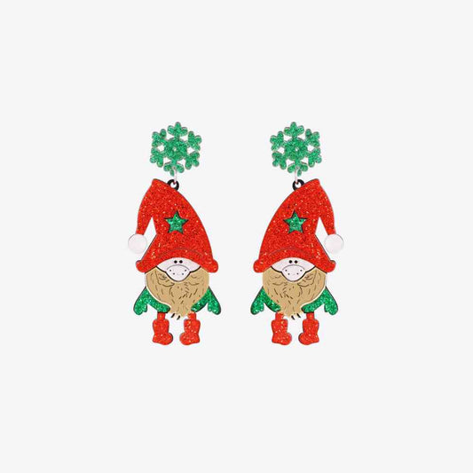 Pendientes de aleación de diamantes de imitación de Papá Noel