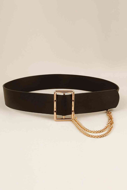 Ceinture large en cuir PU avec chaîne