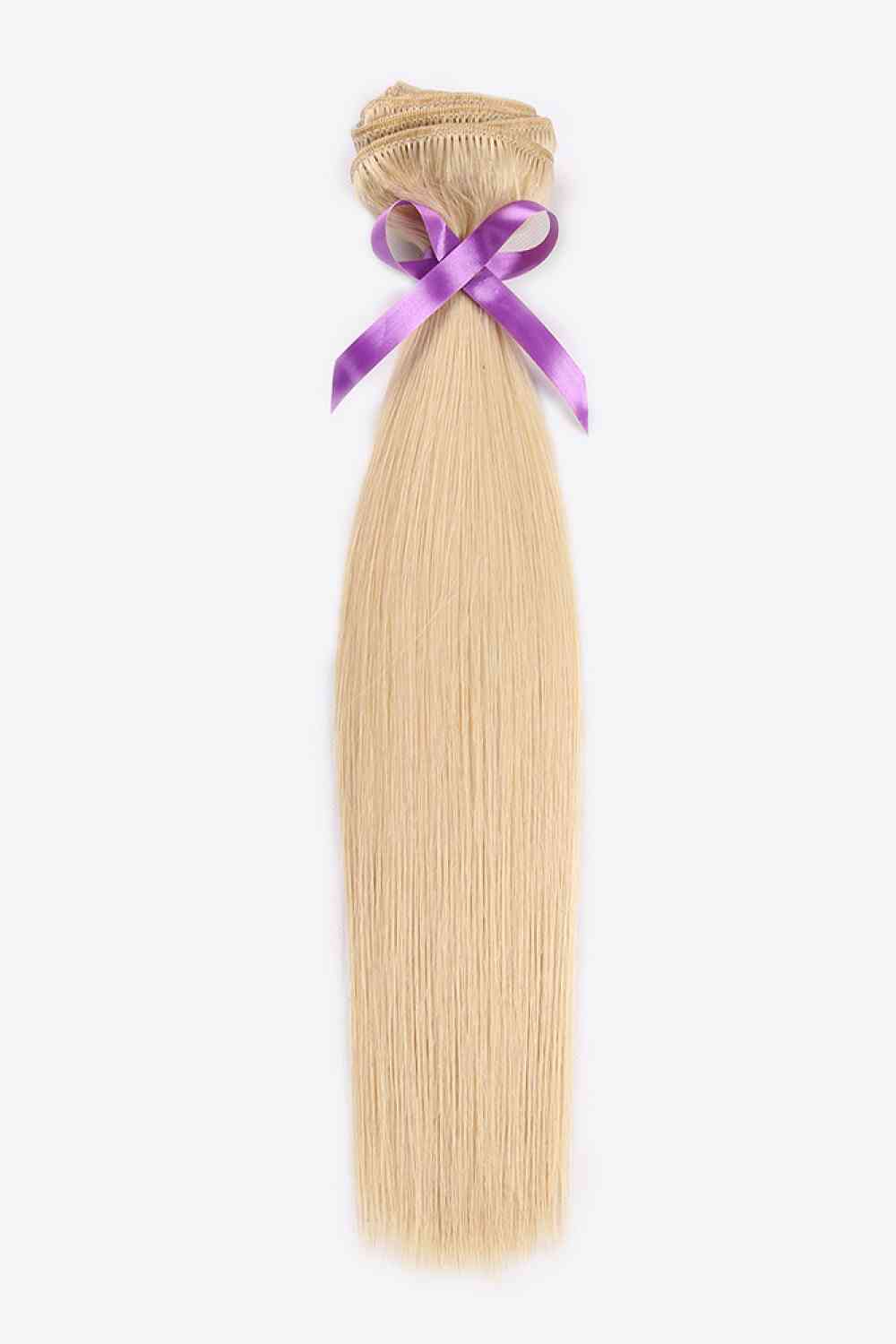 18" 120g Extensions de cheveux à clipser Cheveux humains indiens en blond