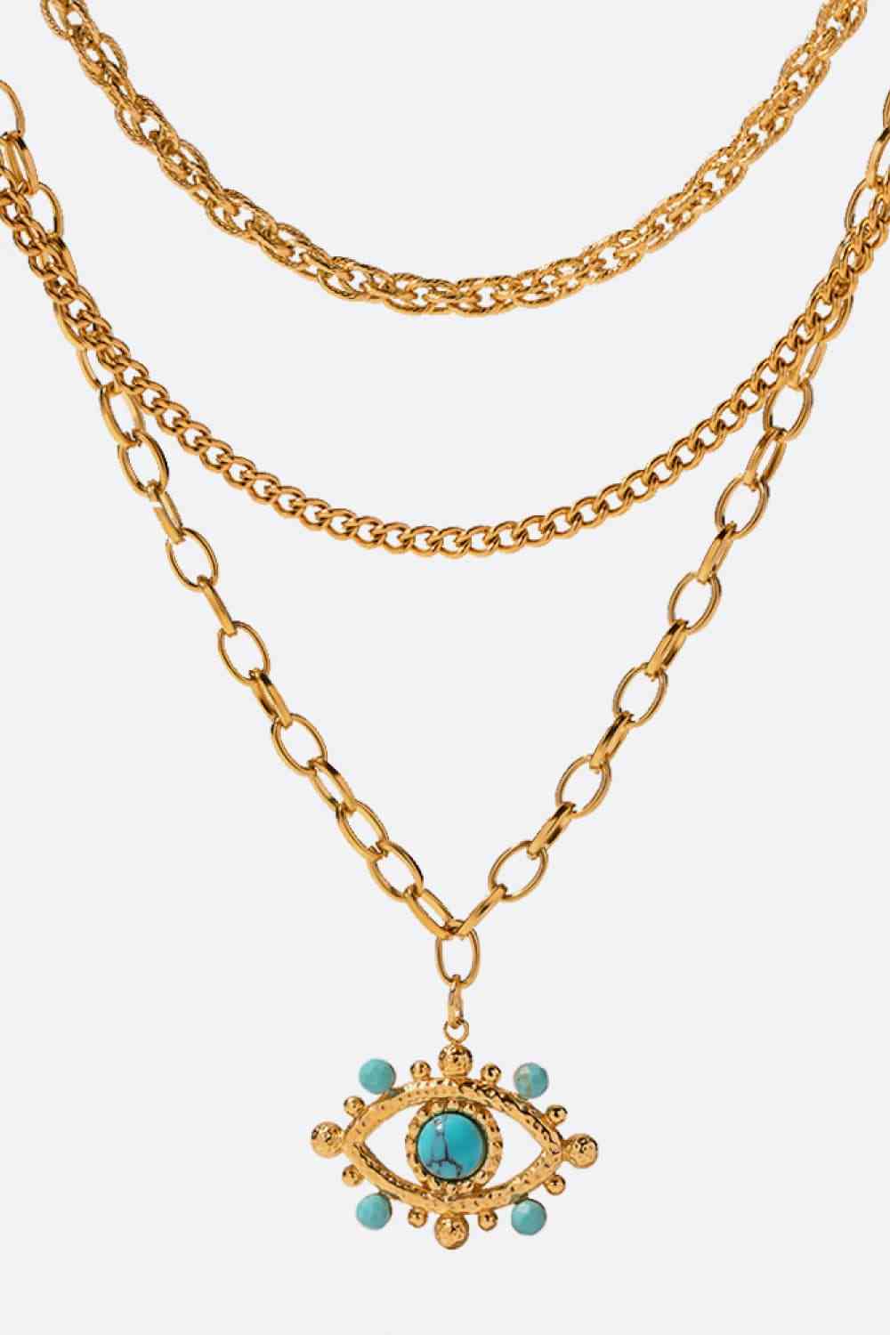 Collier pendentif turquoise motif mauvais œil