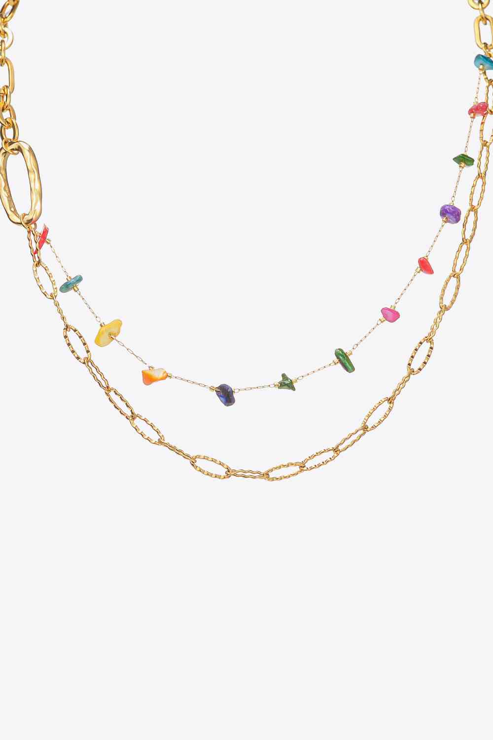 Collier double épaisseur en pierre multicolore