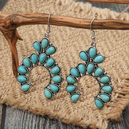 Boucles d'oreilles pendantes turquoise artificielles