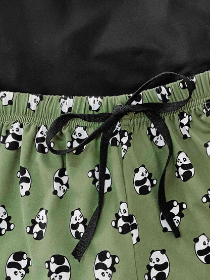 Ensemble détente avec t-shirt graphique et short à imprimé panda