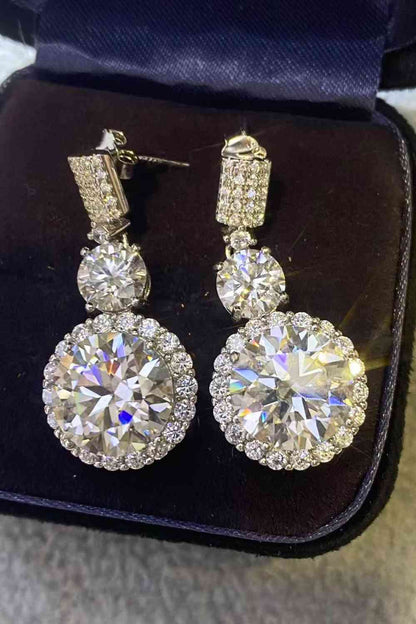 Boucles d'oreilles pendantes plaquées platine moissanite 12 carats