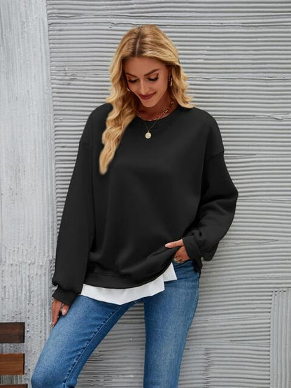 Round Neck Drop Shoulder Sweatshirt