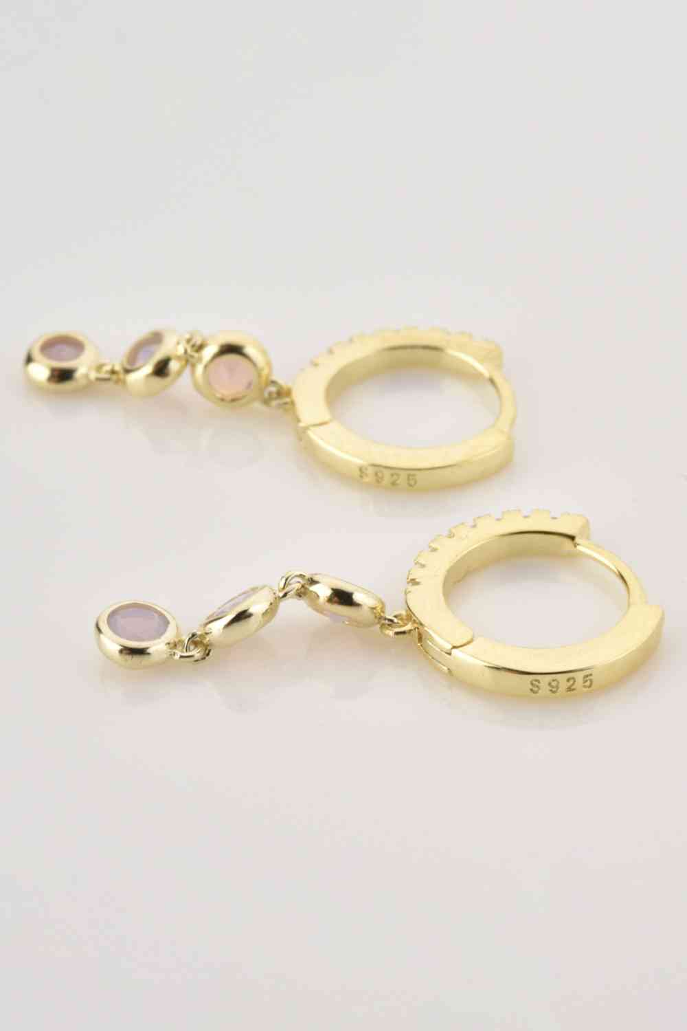 Pendientes colgantes Huggie de plata de ley 925 con circonitas