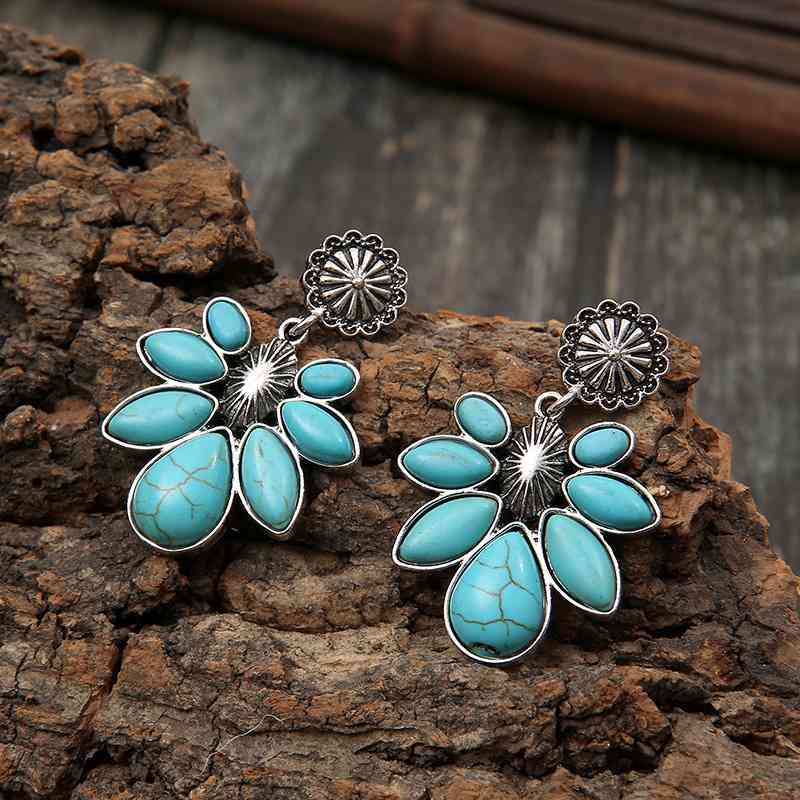 Boucles d'oreilles à fleurs turquoise artificielles