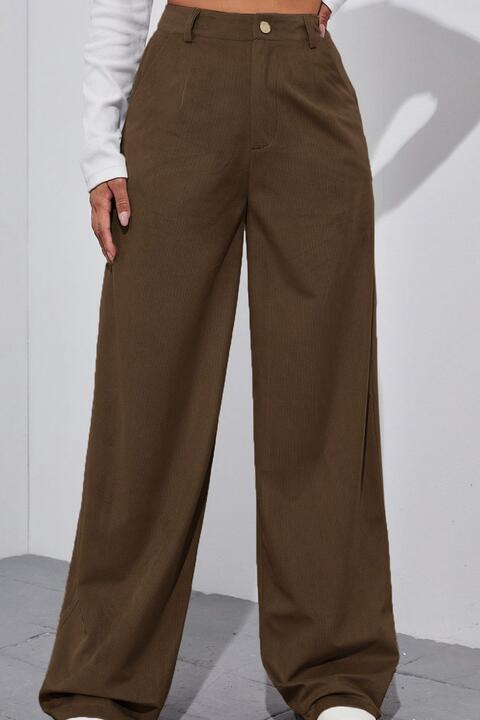 Pantalon taille haute à jambe droite