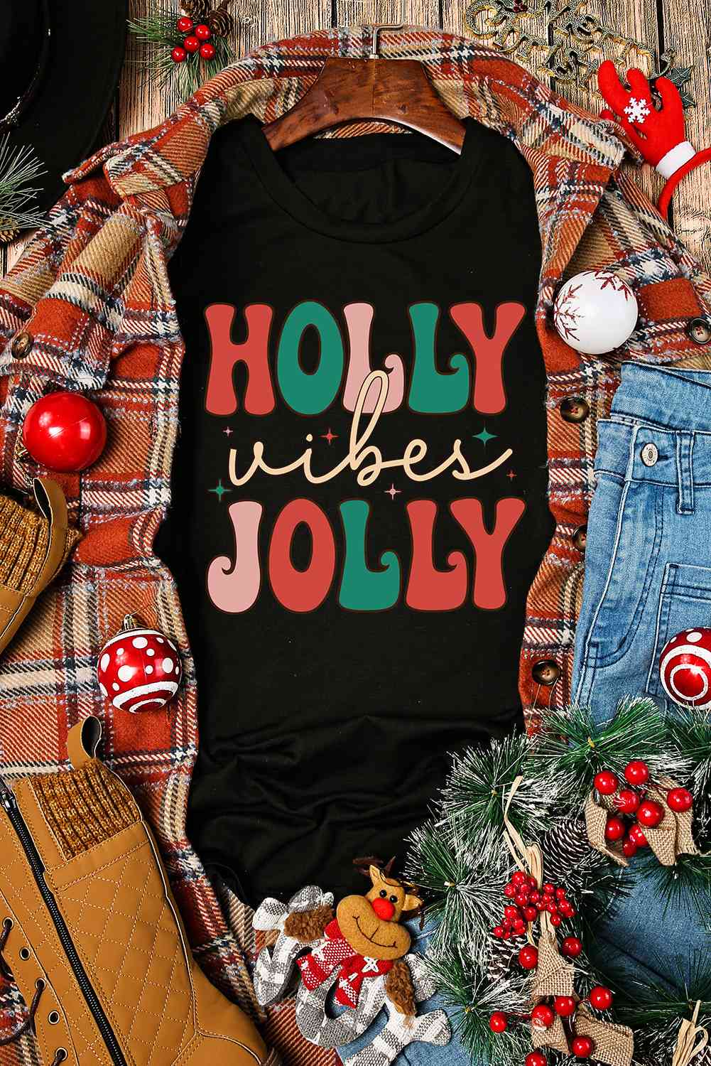 HOLLY JOLLY Camiseta de manga corta gráfica