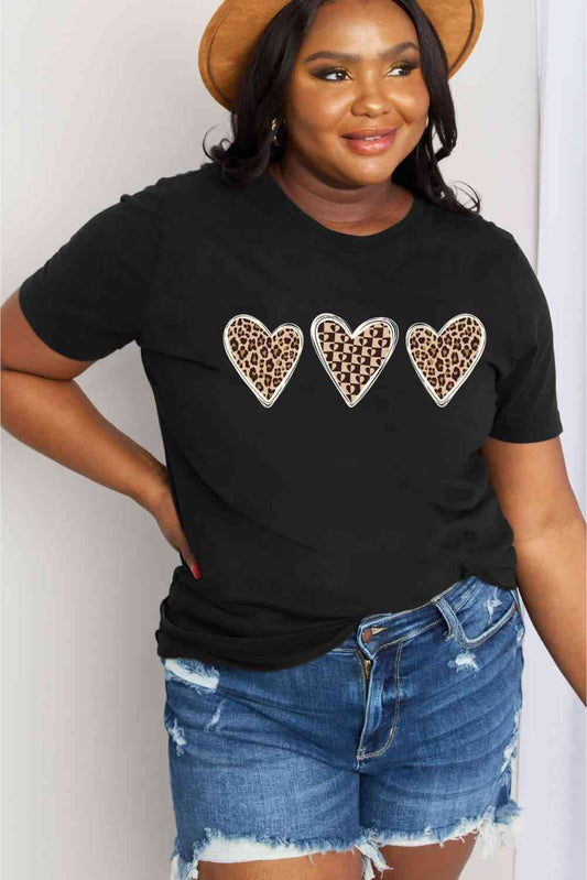 Simply Love Simply Love T-shirt en coton avec motif cœur pleine taille