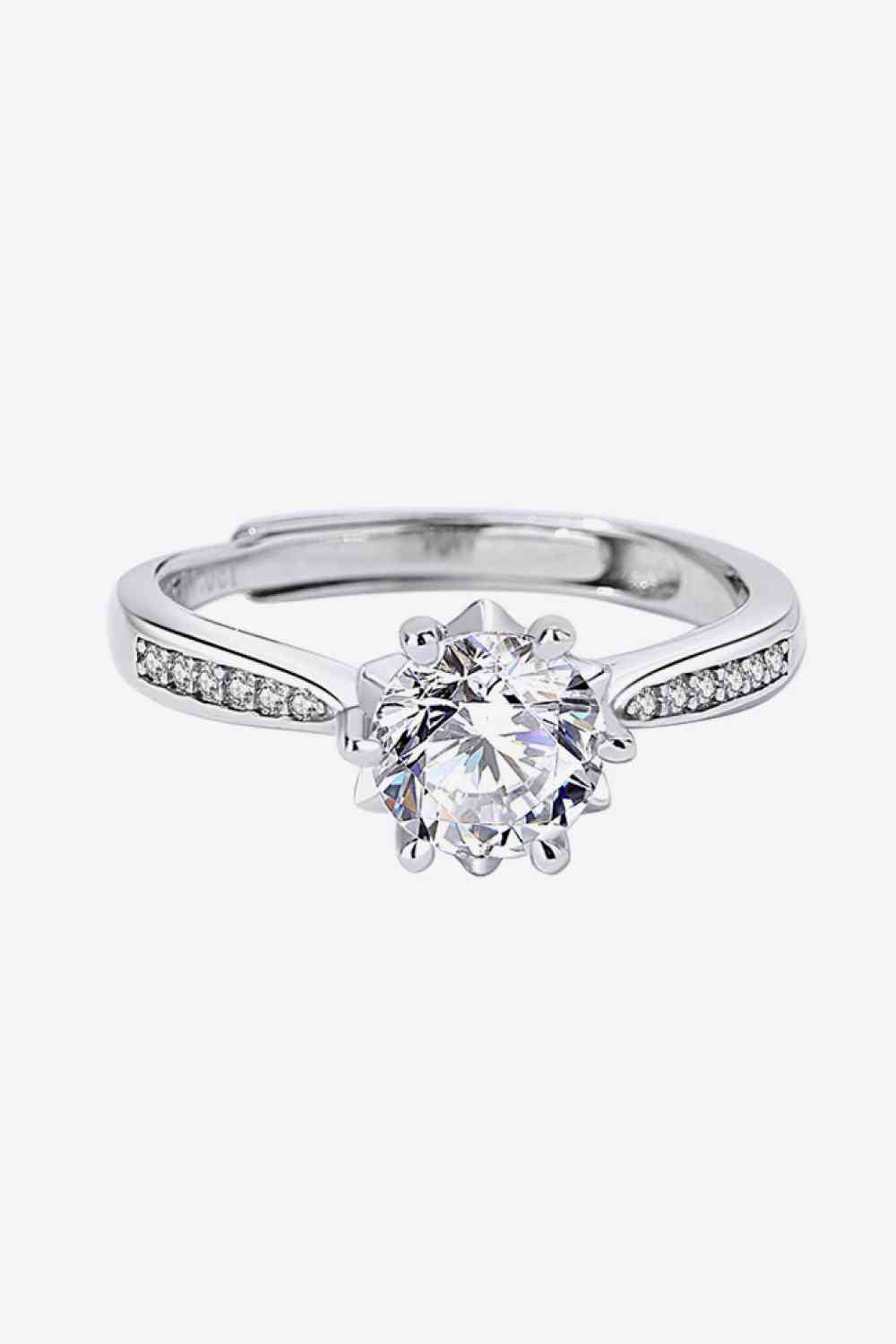 Bague réglable à 6 griffes moissanite 1 carat