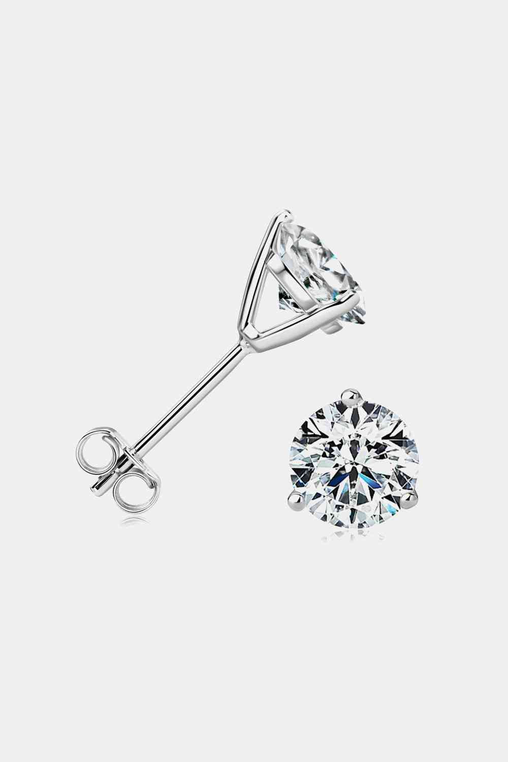 Boucles d'oreilles à tige en argent sterling 925 moissanite 2 carats