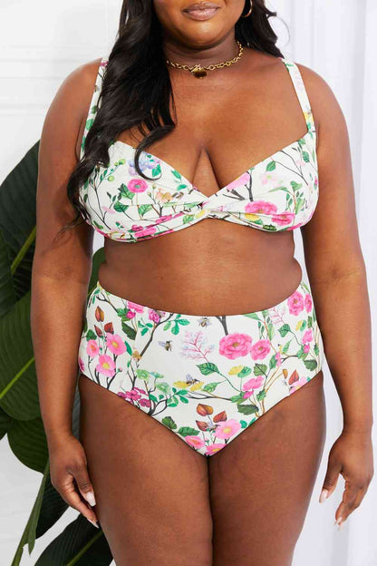 Marina West Swim Take A Dip - Bikini taille haute torsadé en crème