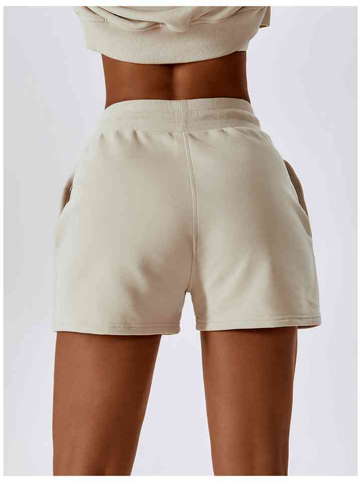 Shorts deportivos con cintura fruncida y cordón