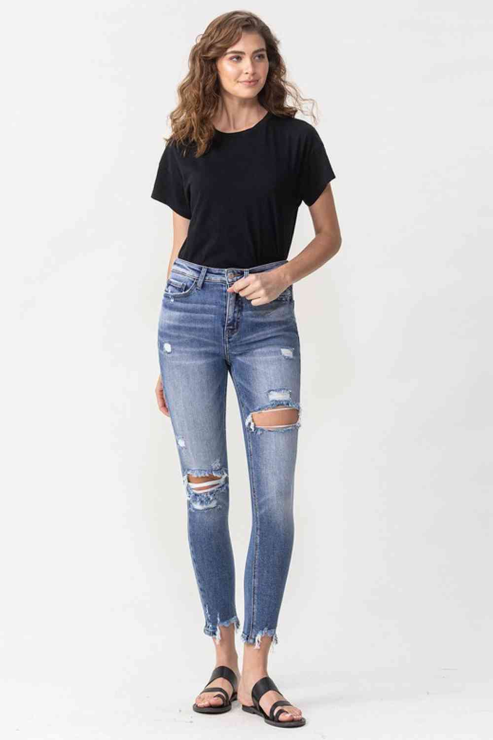 Lovervet Juliana - Jean skinny taille haute effet vieilli pleine taille