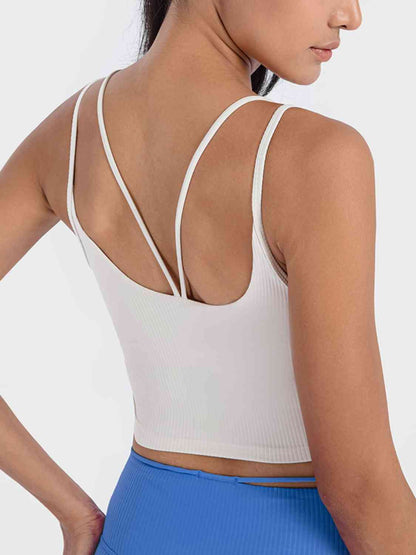 Camisole de sport côtelée à double bretelle