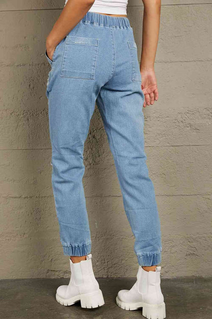 Pantalon de jogging avec poches en denim effet vieilli Baeful